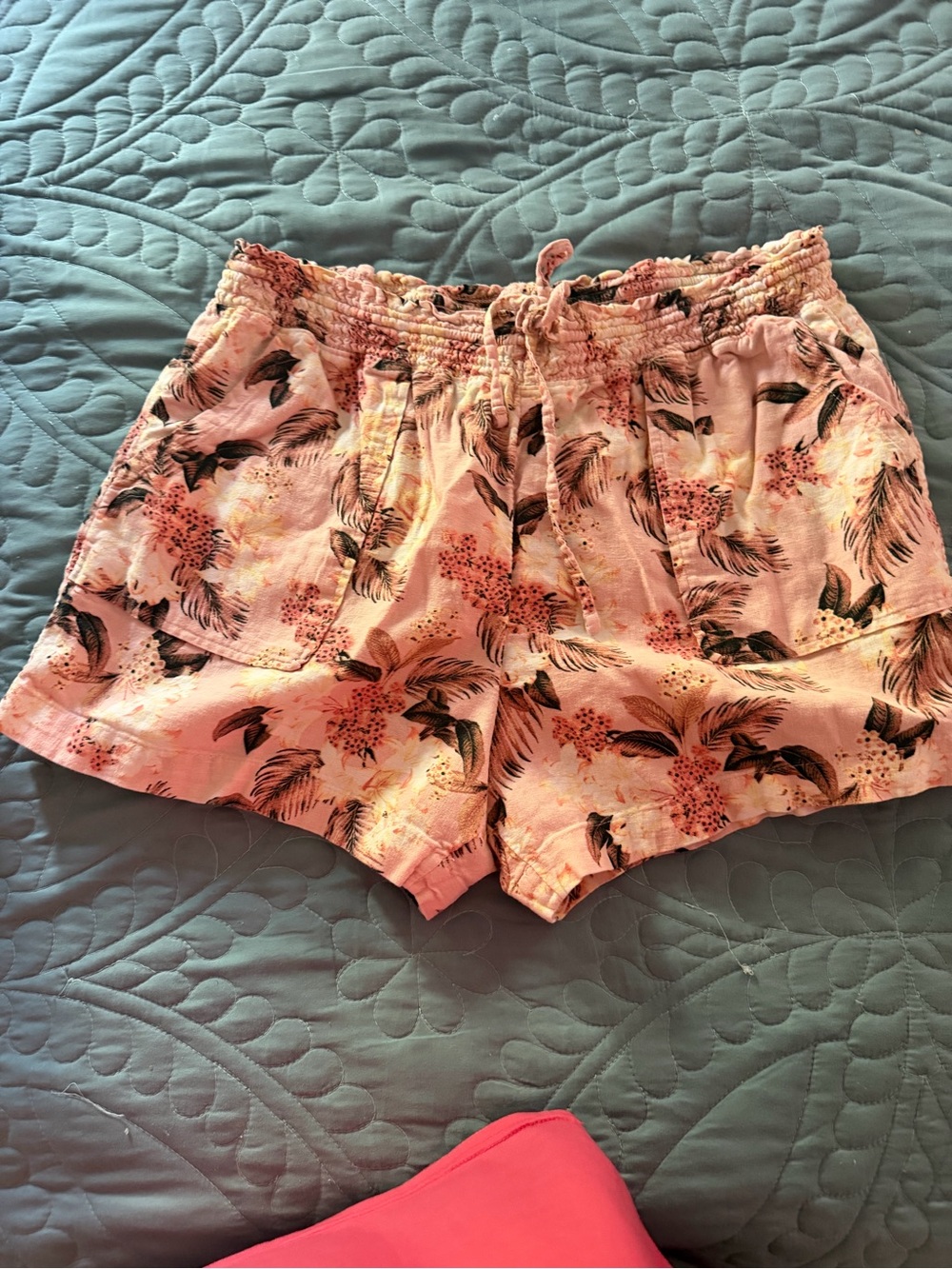 Time and Tru Pink Floral Drawstring Shorts